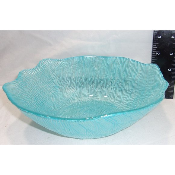 Beautiful Turquoise Catch All Decorative Glass Bowl 8" - Picture 8 of 9